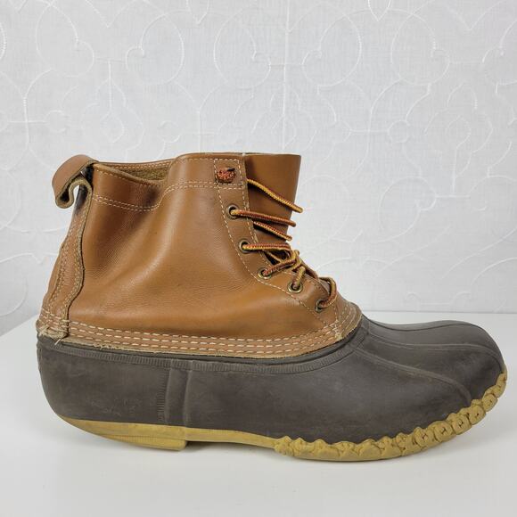 Vintage LL Bean Boots Mens 13 Brown Tan Leather Maine Hunting Duck Boot 8" Ankle - Picture 11 of 16